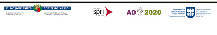 Logotipos de: Gobierno Vasco, Grupo SPRI, Agenda Digital Euskadi, Diputación Foral de Gipuzkoa, Cámara de Gipuzkoa